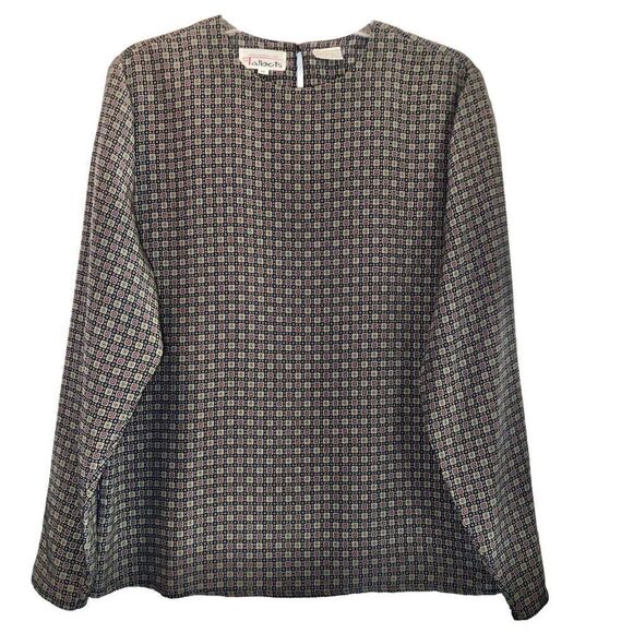 Talbots Tops - Talbots Mini Print Long Sleeve Blouse in Navy Blue/Red/Gold Women’s 12